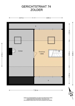 Floorplan - Gerichtstraat 74, 6171 TH Stein